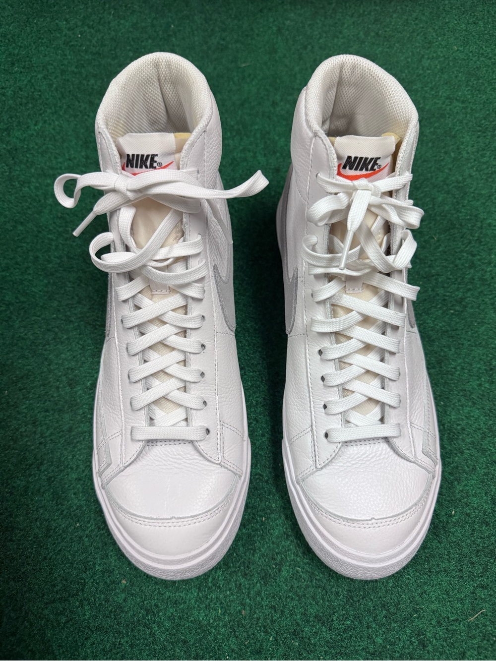 Nike Men's White High-Top Blazers Leather Sneakers with Light Gray Accents